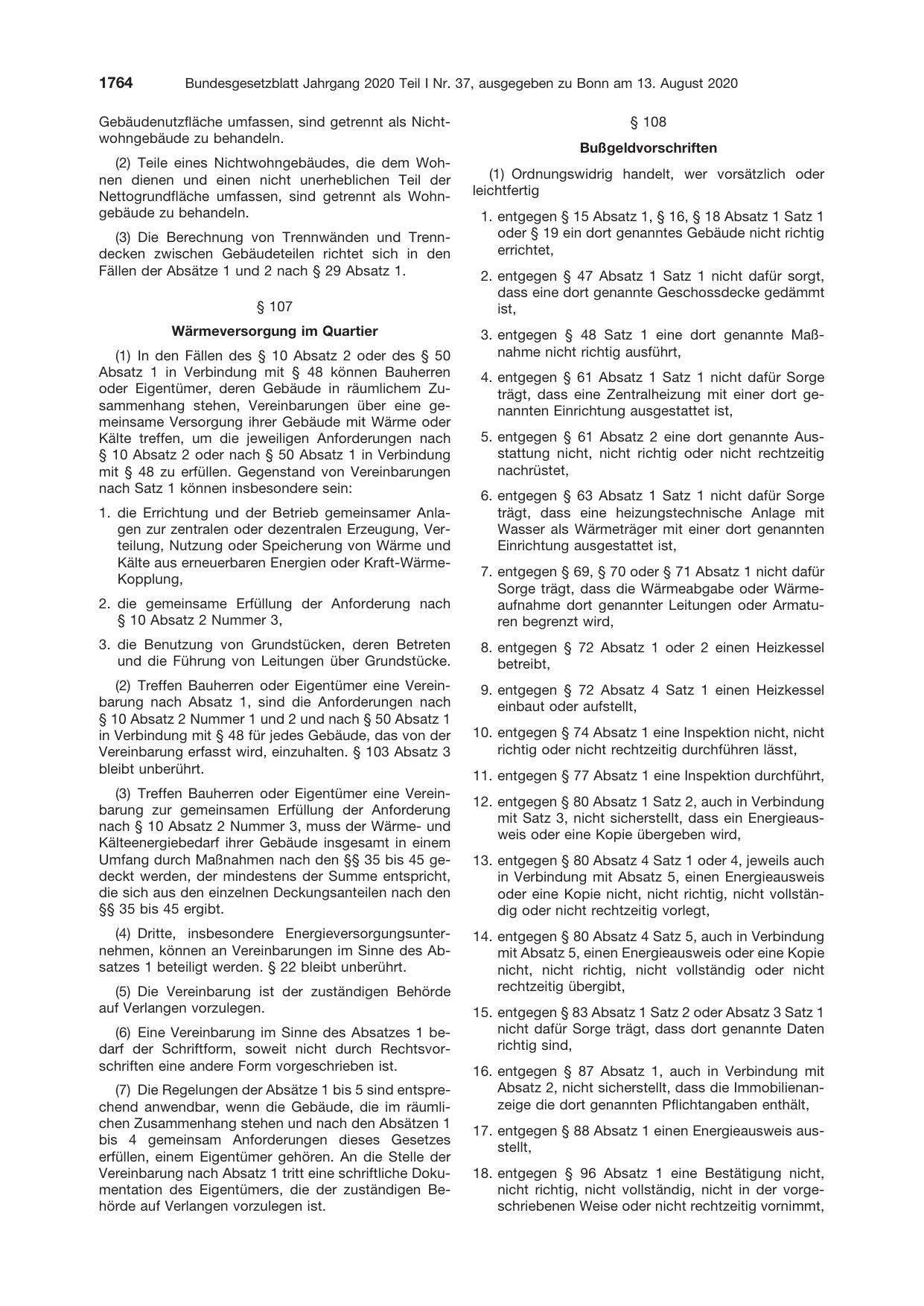 BGBl. 2020, Seite 1764 — Originalseite als Abbildung