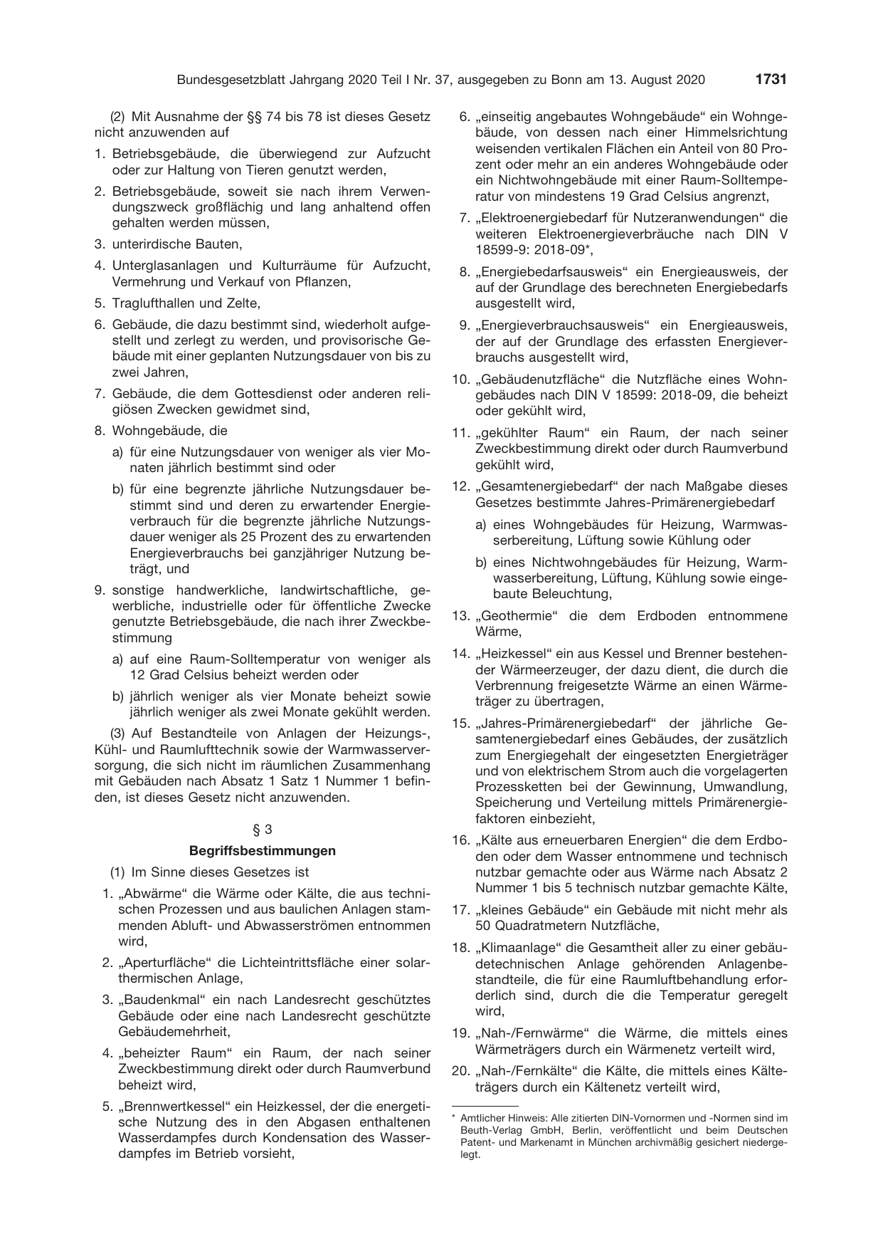 BGBl. 2020, Seite 1731 — Originalseite als Abbildung