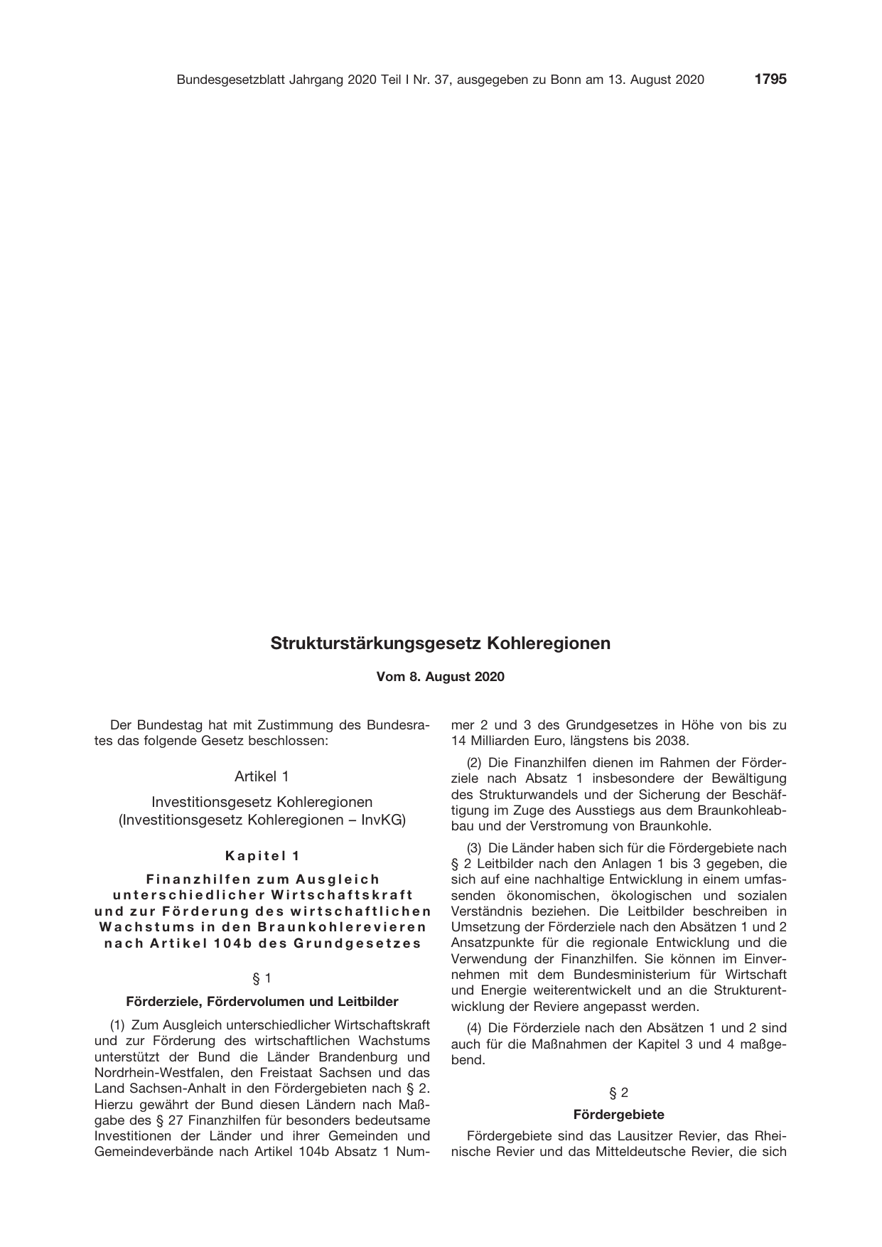 BGBl. 2020, Seite 1795 — Originalseite als Abbildung