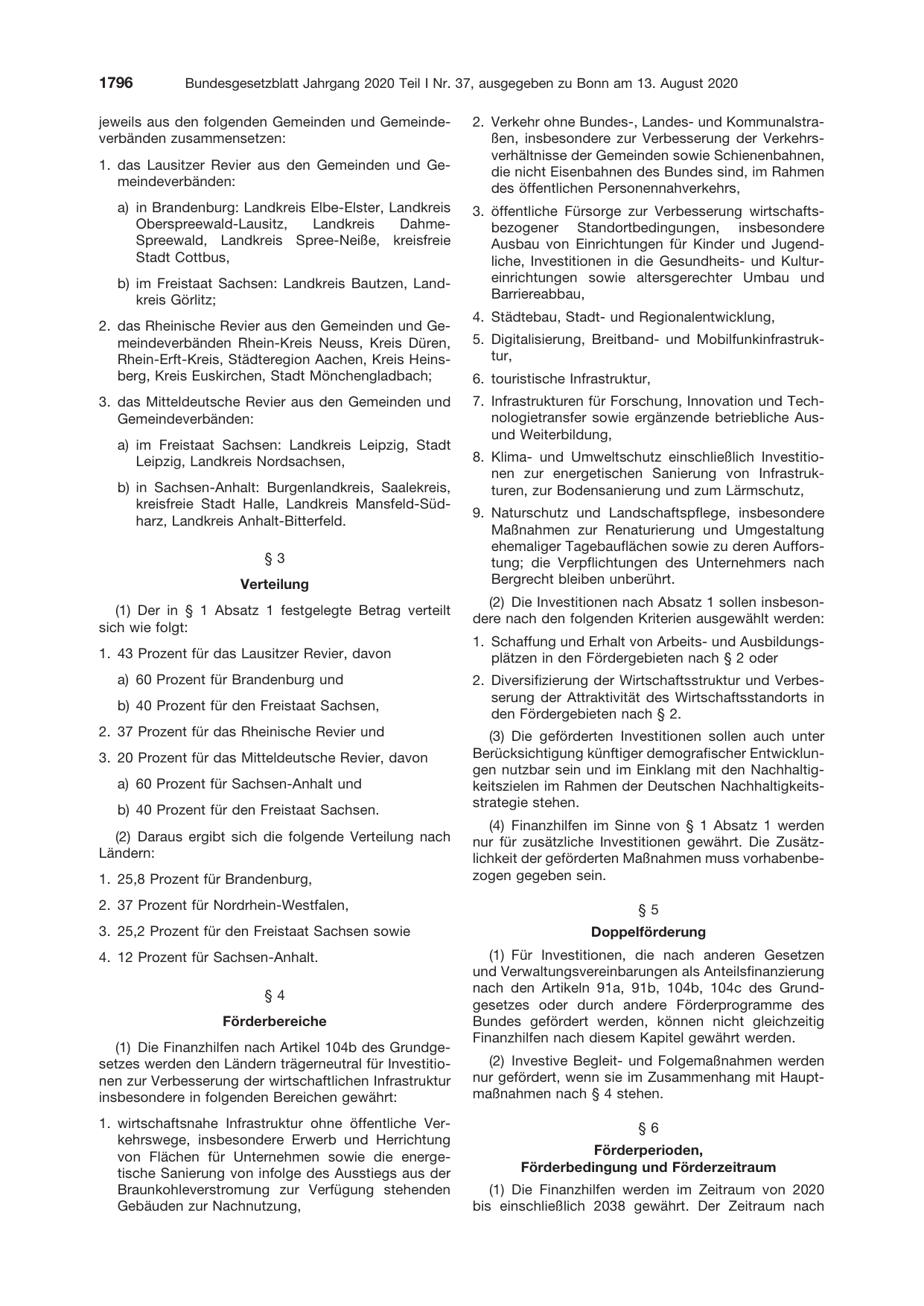 BGBl. 2020, Seite 1796 — Originalseite als Abbildung