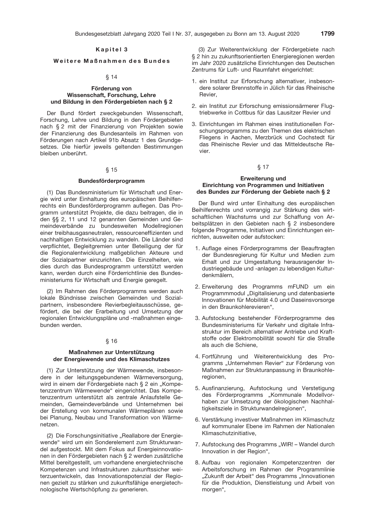 BGBl. 2020, Seite 1799 — Originalseite als Abbildung