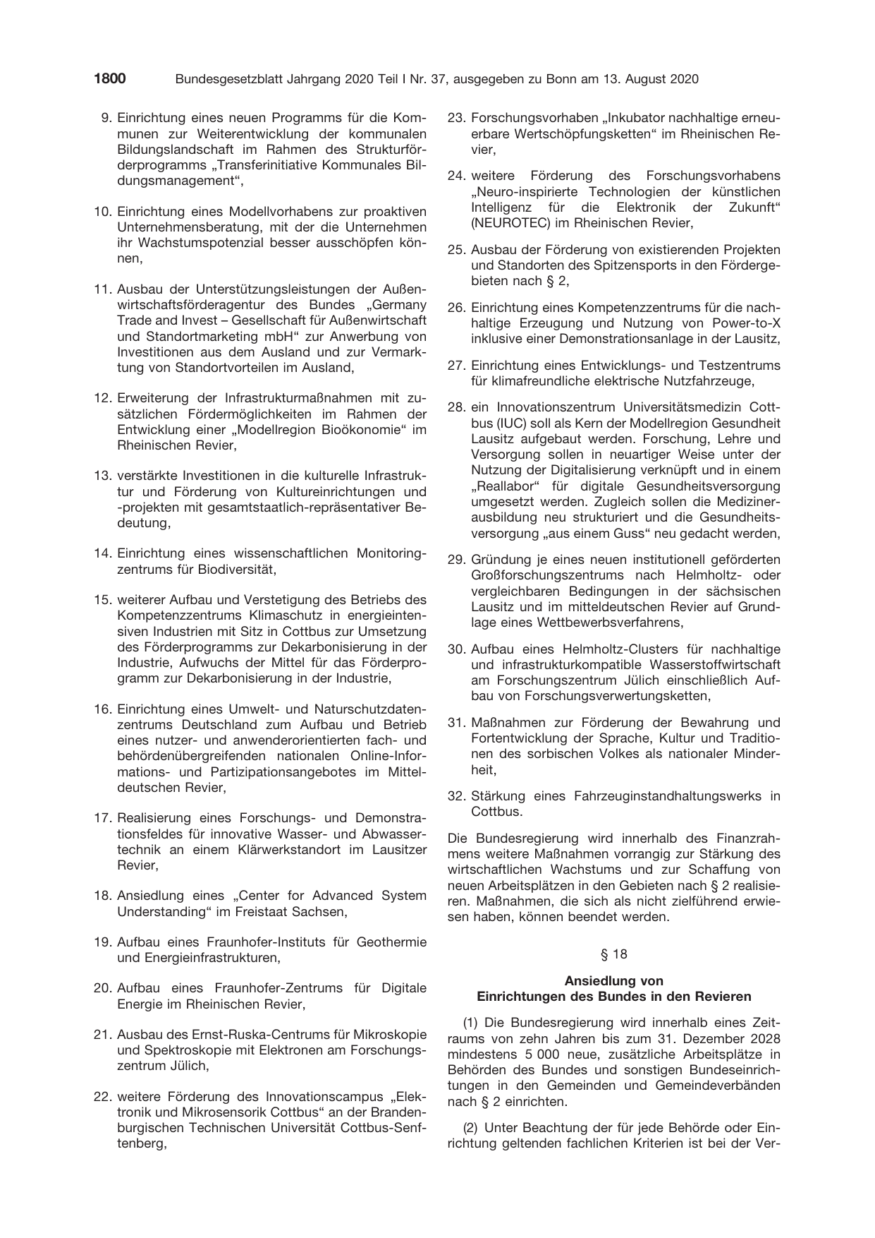 BGBl. 2020, Seite 1800 — Originalseite als Abbildung
