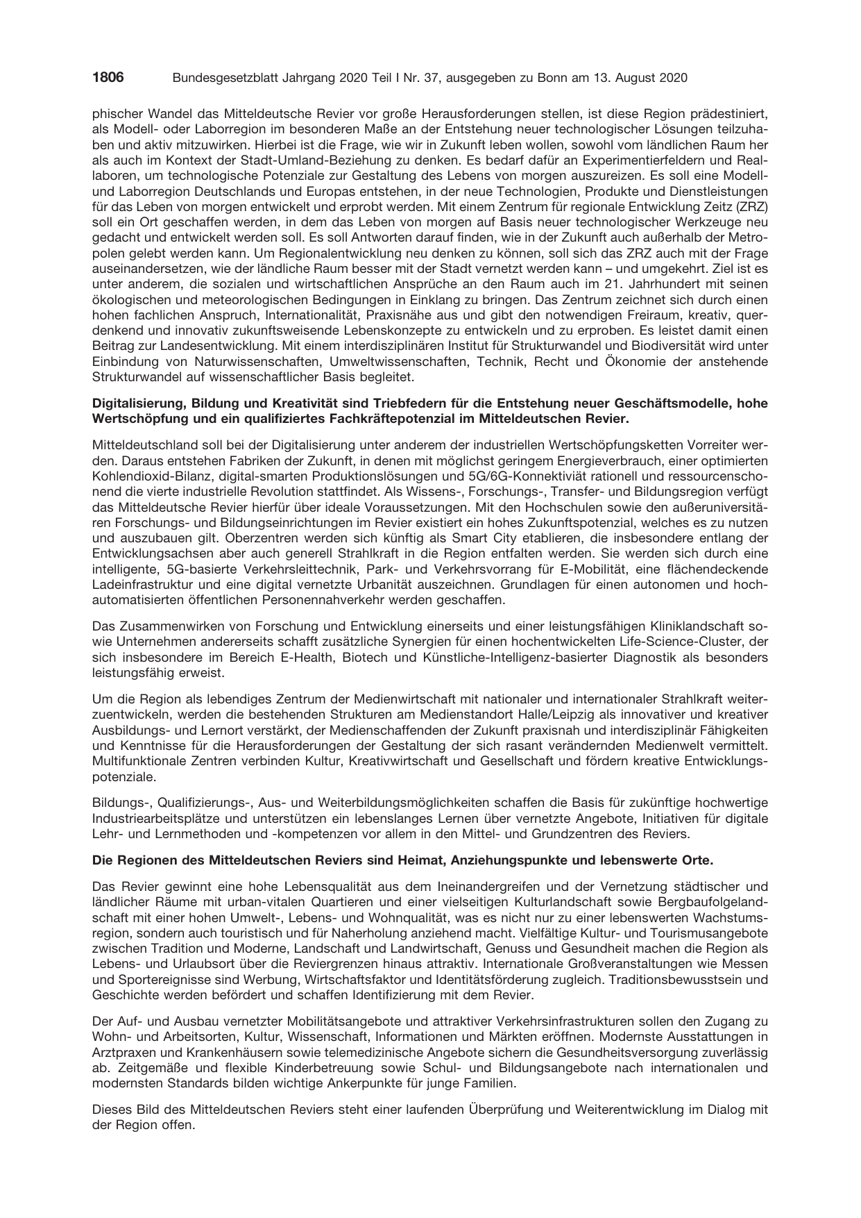 BGBl. 2020, Seite 1806 — Originalseite als Abbildung