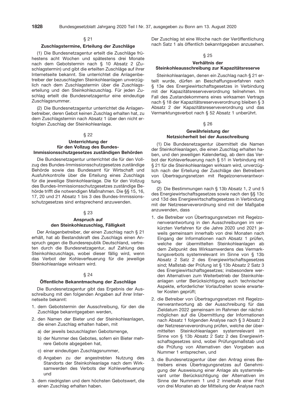 BGBl. 2020, Seite 1828 — Originalseite als Abbildung