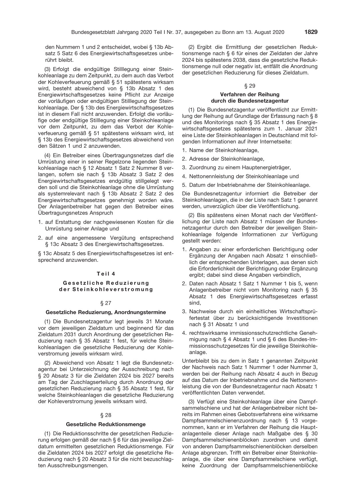 BGBl. 2020, Seite 1829 — Originalseite als Abbildung