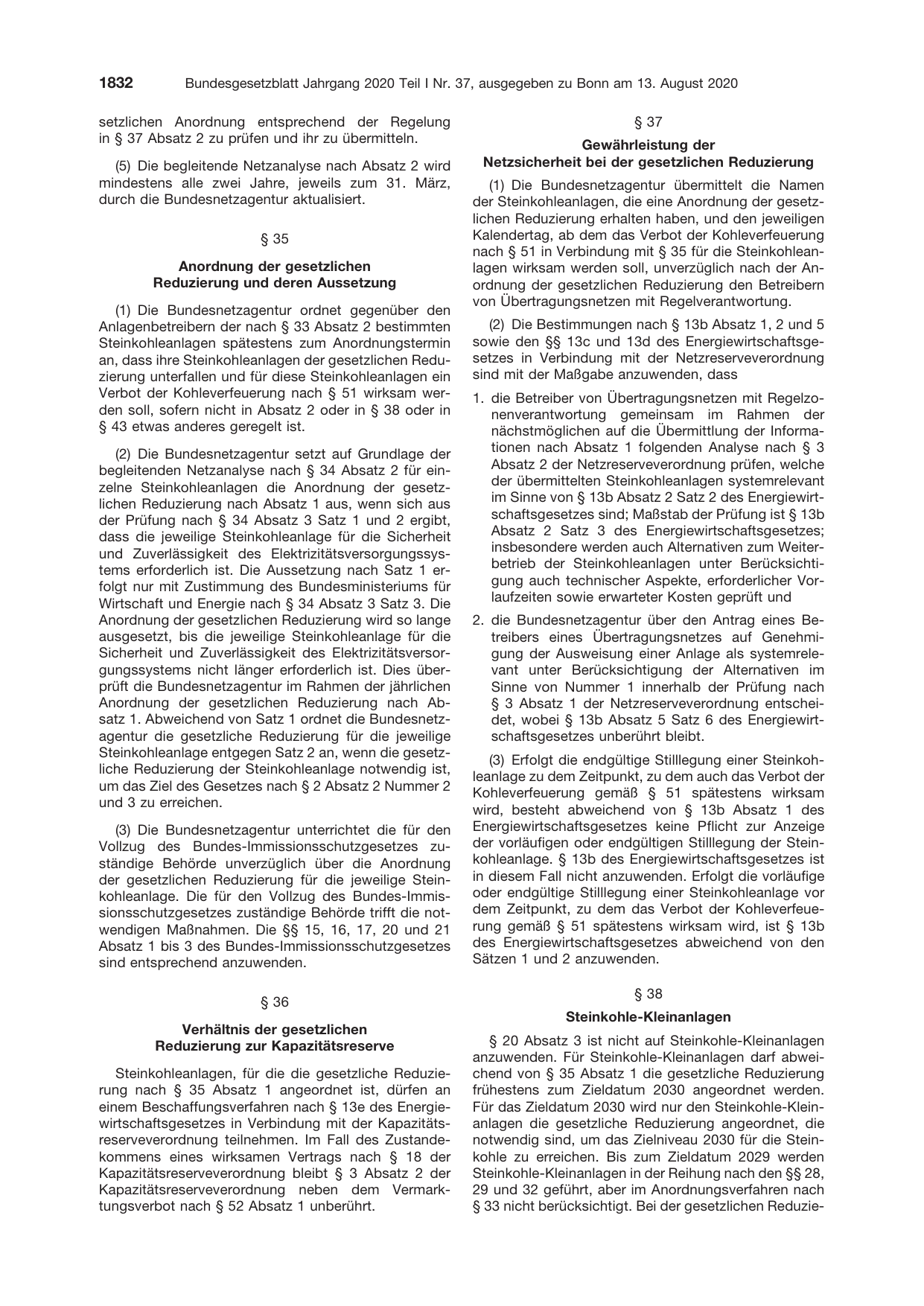 BGBl. 2020, Seite 1832 — Originalseite als Abbildung