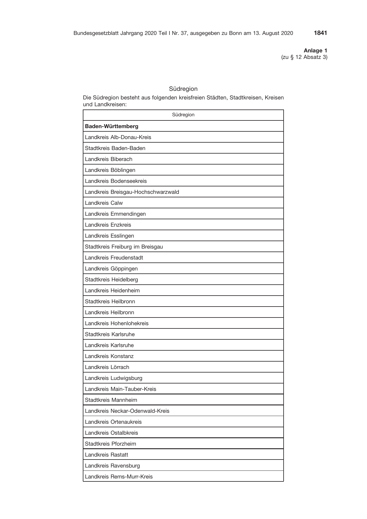 BGBl. 2020, Seite 1841 — Originalseite als Abbildung