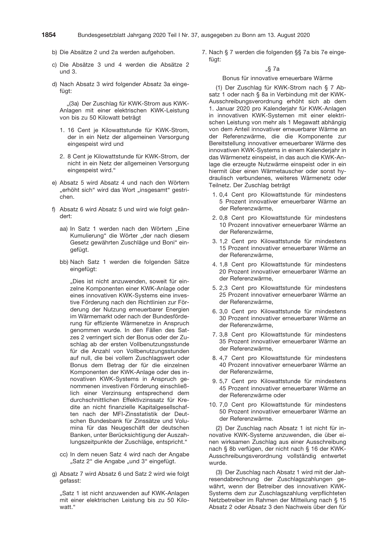 BGBl. 2020, Seite 1854 — Originalseite als Abbildung