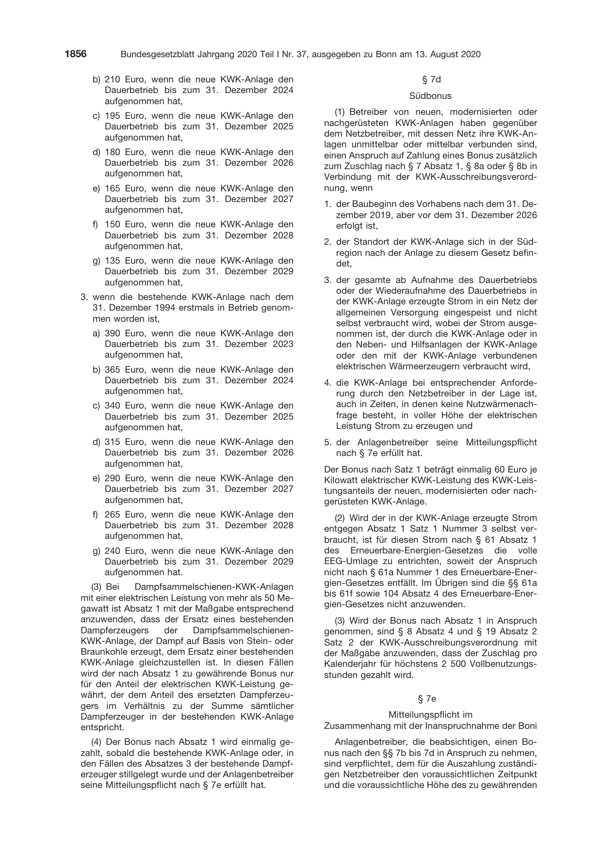 BGBl. 2020, Seite 1856 — Originalseite als Abbildung