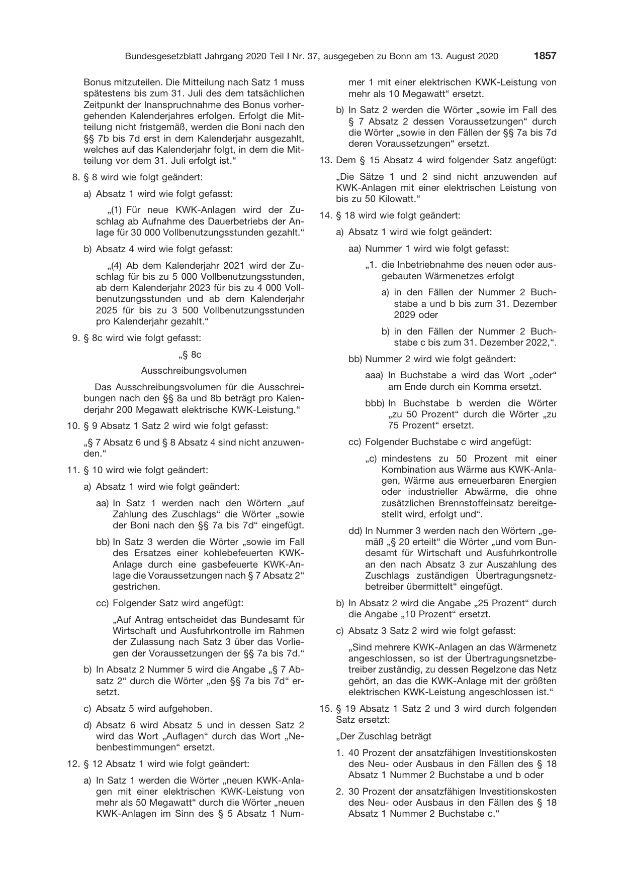 BGBl. 2020, Seite 1857 — Originalseite als Abbildung