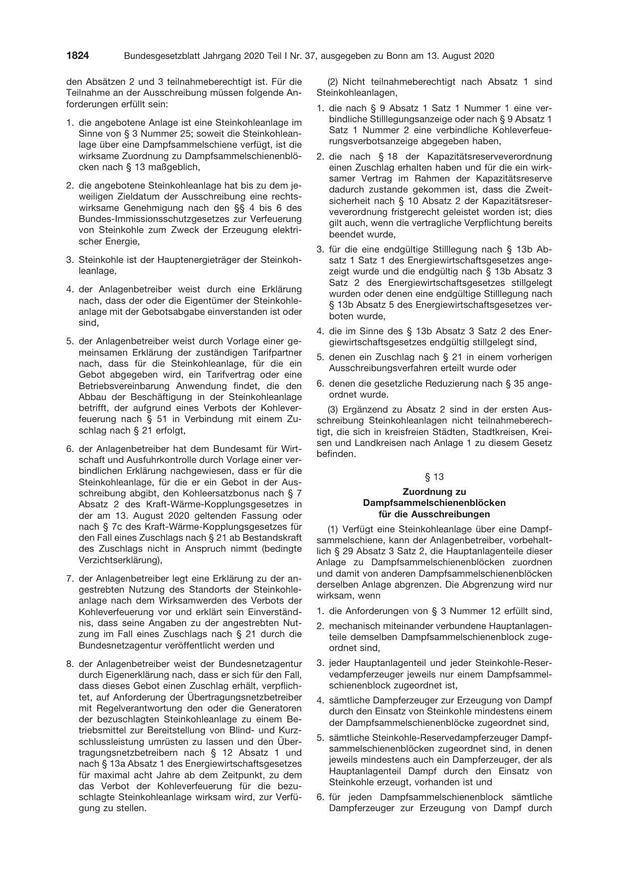 BGBl. 2020, Seite 1824 — Originalseite als Abbildung