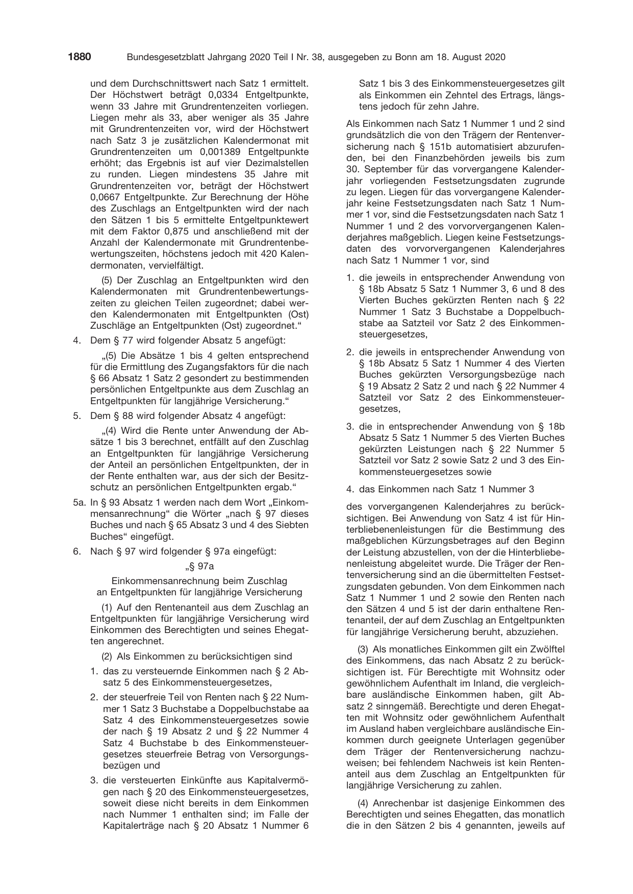 BGBl. 2020, Seite 1880 — Originalseite als Abbildung