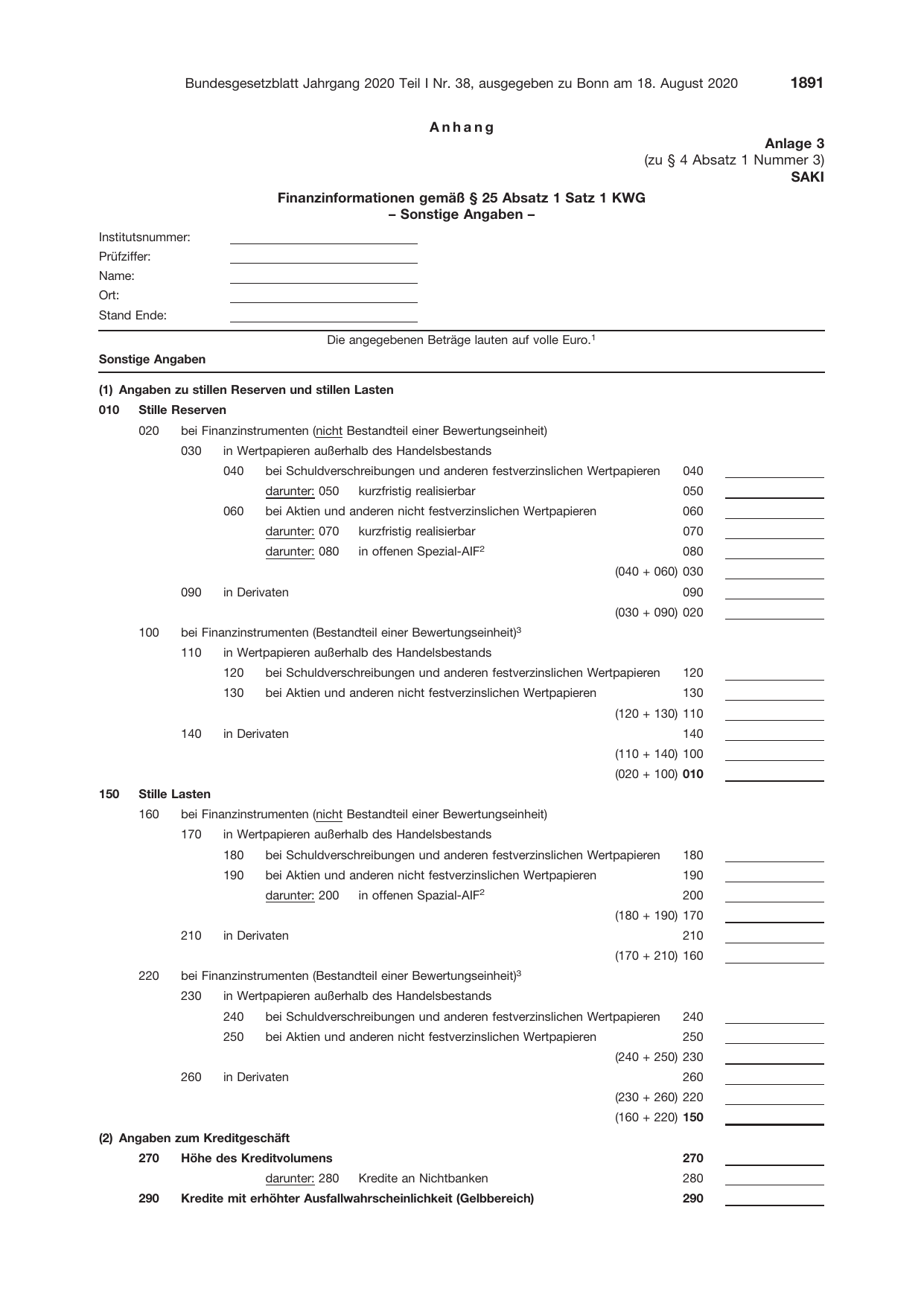 BGBl. 2020, Seite 1891 — Originalseite als Abbildung