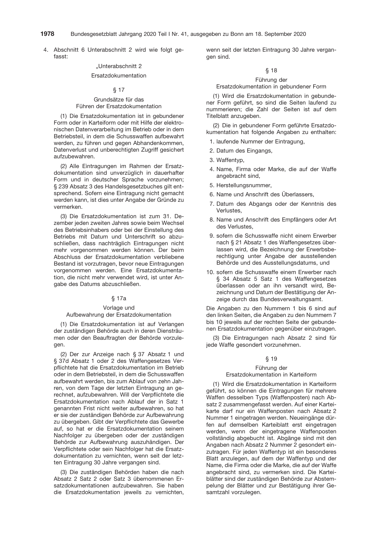 BGBl. 2020, Seite 1978 — Originalseite als Abbildung