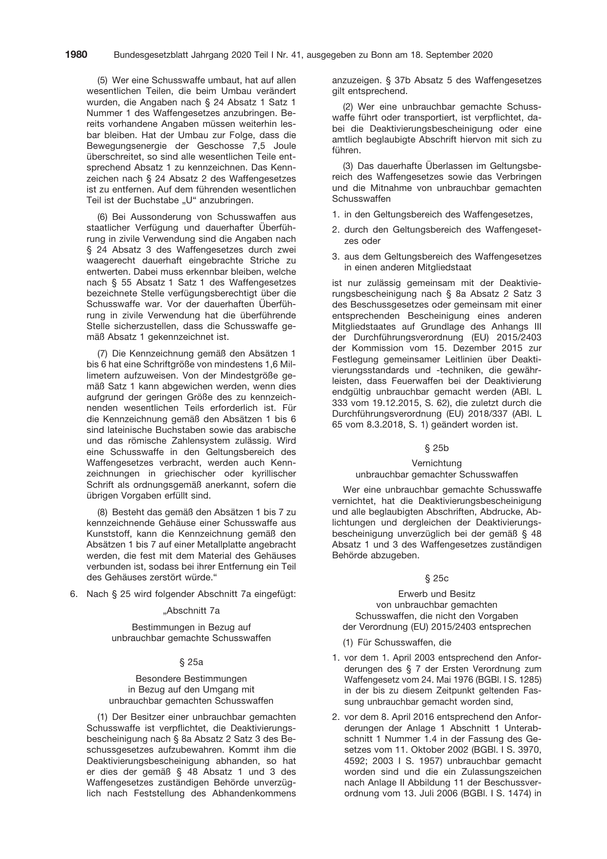 BGBl. 2020, Seite 1980 — Originalseite als Abbildung