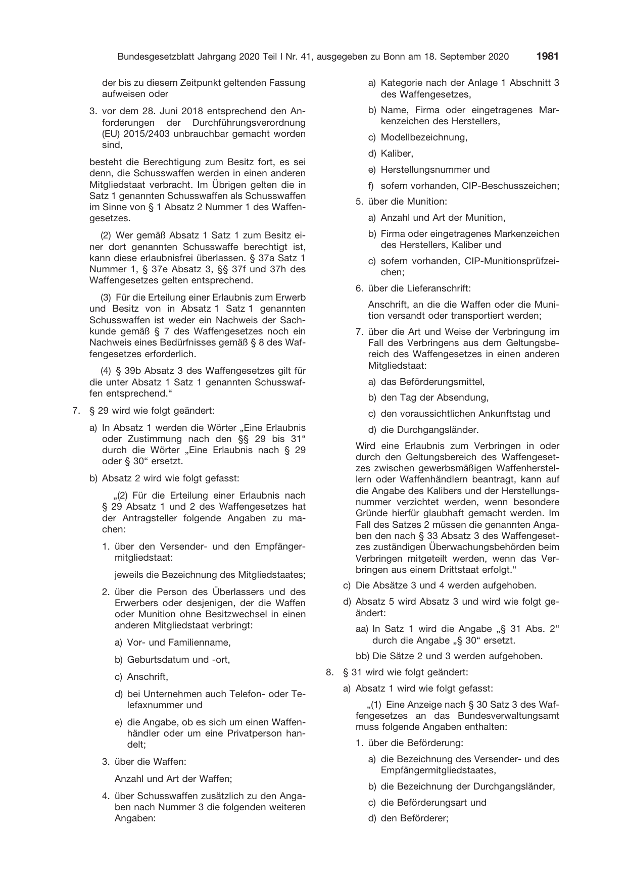 BGBl. 2020, Seite 1981 — Originalseite als Abbildung