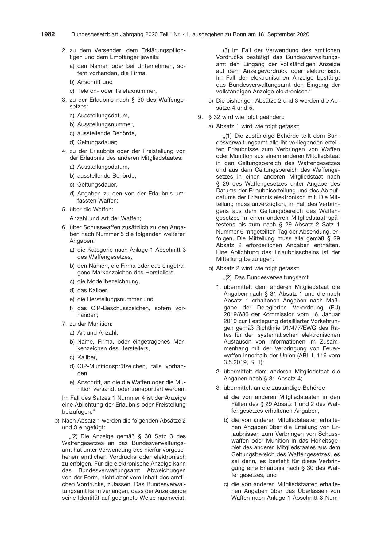BGBl. 2020, Seite 1982 — Originalseite als Abbildung