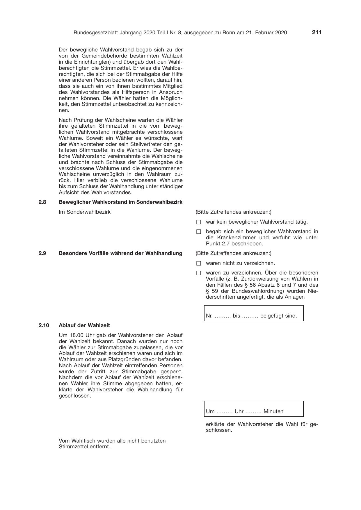 BGBl. 2020, Seite 211 — Originalseite als Abbildung