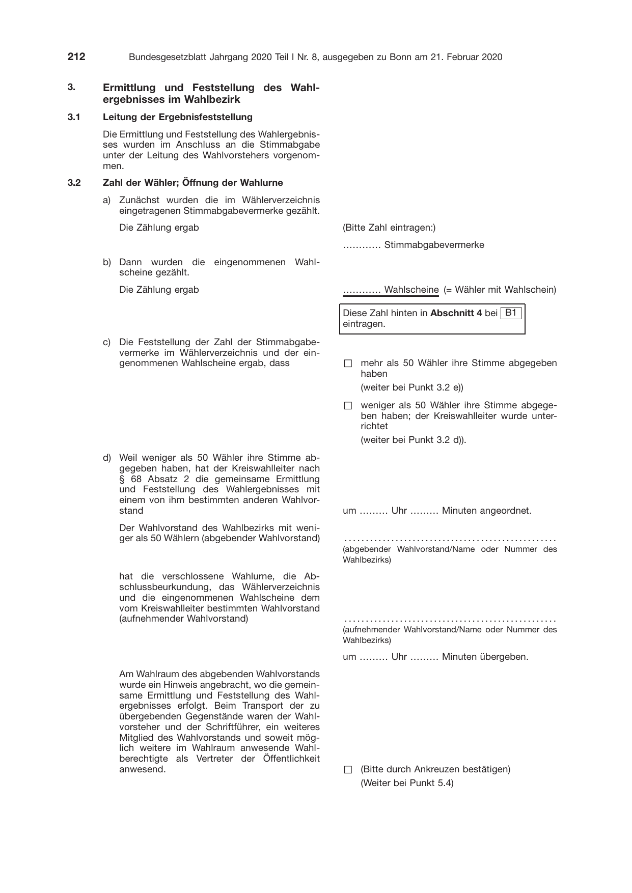 BGBl. 2020, Seite 212 — Originalseite als Abbildung