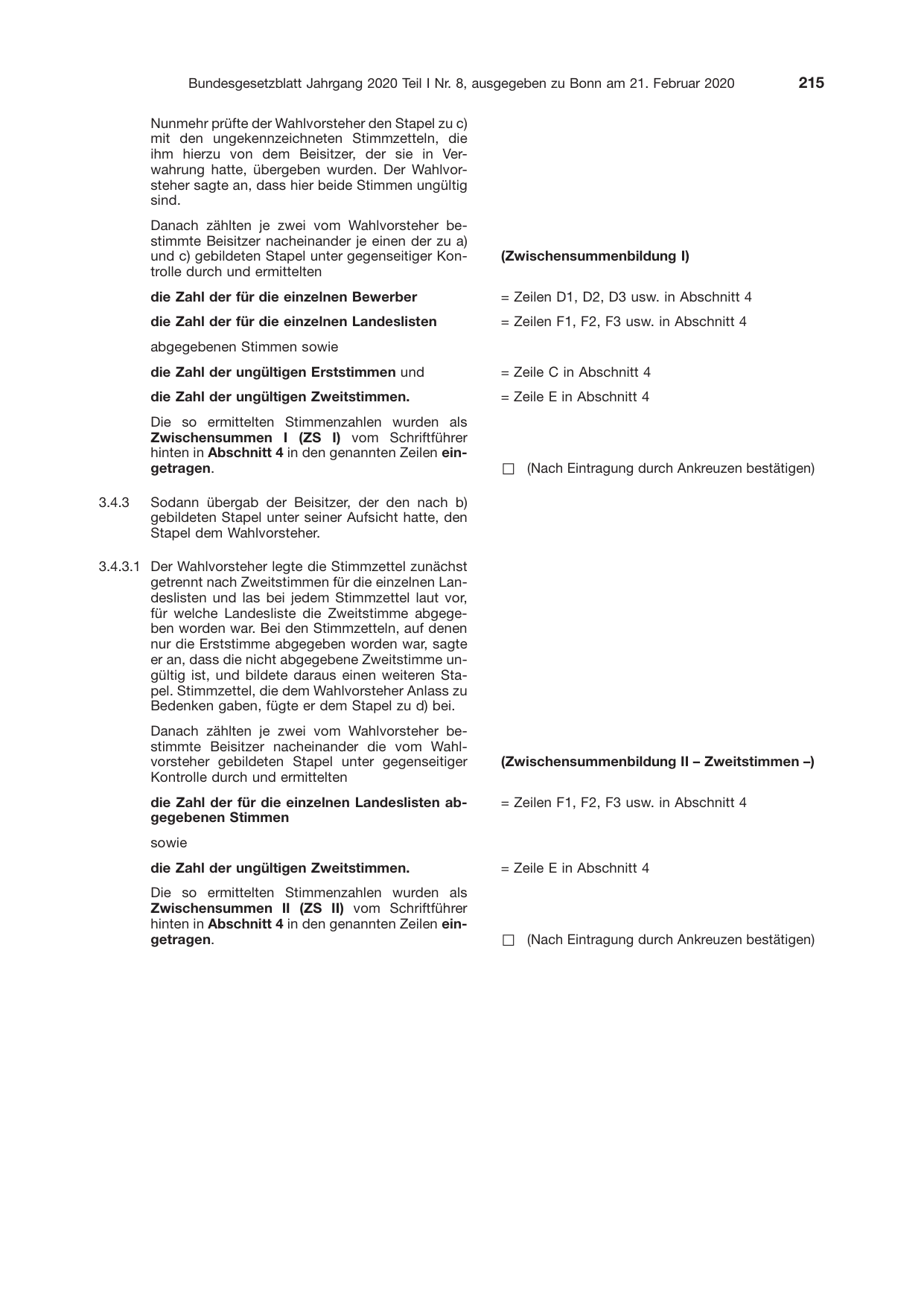 BGBl. 2020, Seite 215 — Originalseite als Abbildung
