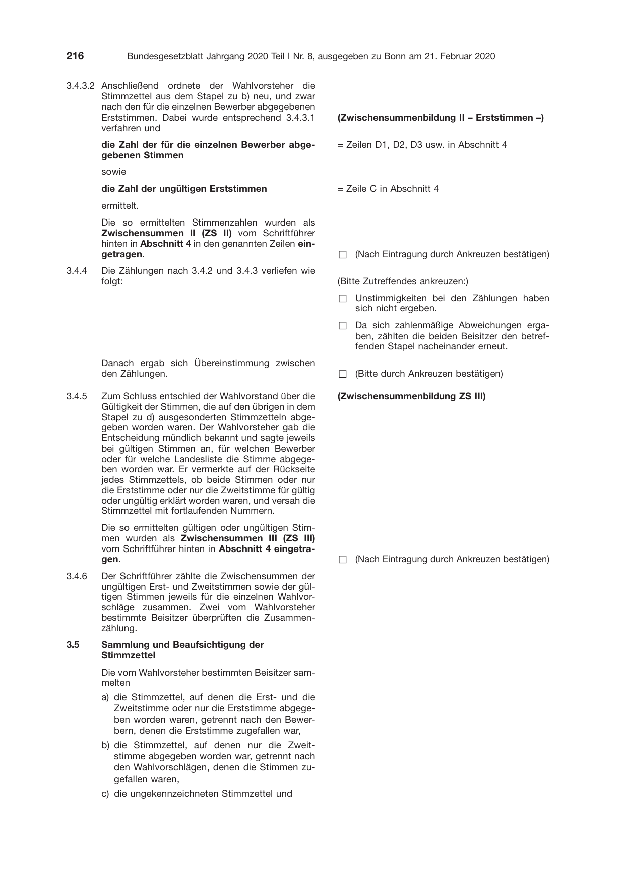 BGBl. 2020, Seite 216 — Originalseite als Abbildung