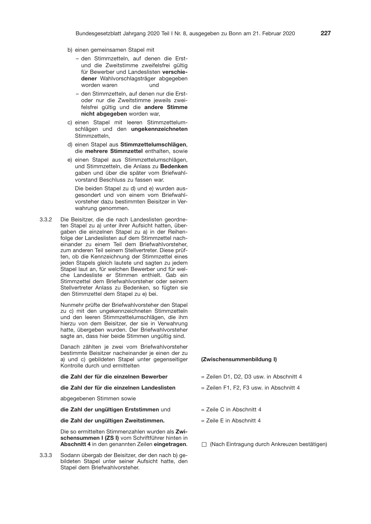 BGBl. 2020, Seite 227 — Originalseite als Abbildung