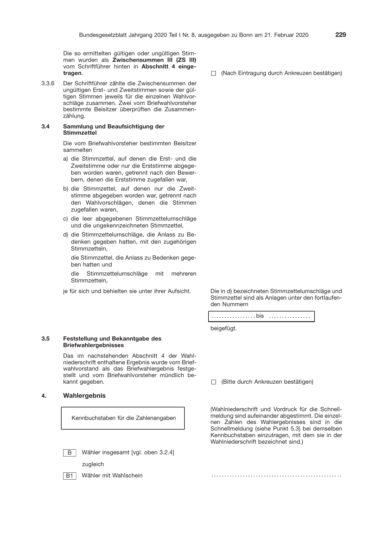 BGBl. 2020, Seite 229 — Originalseite als Abbildung
