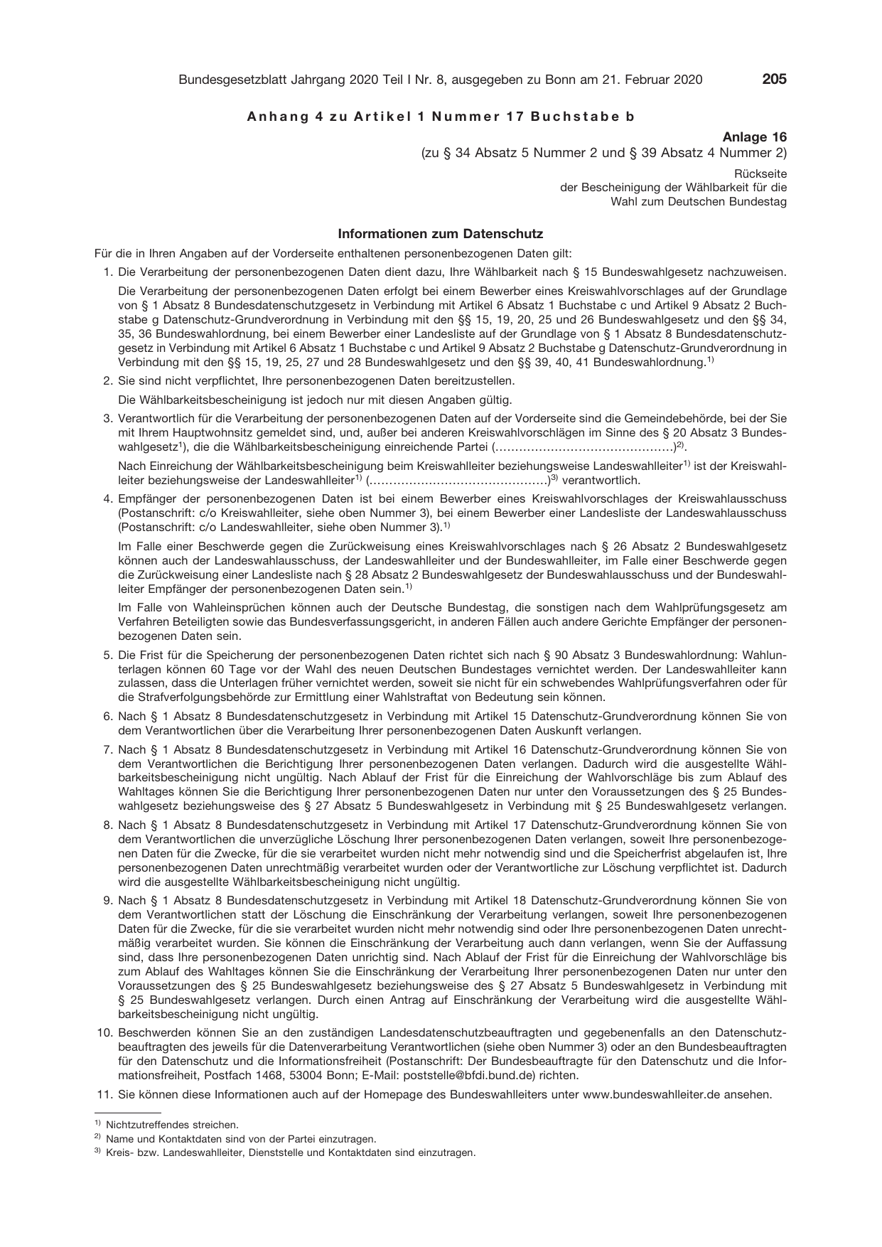 BGBl. 2020, Seite 205 — Originalseite als Abbildung