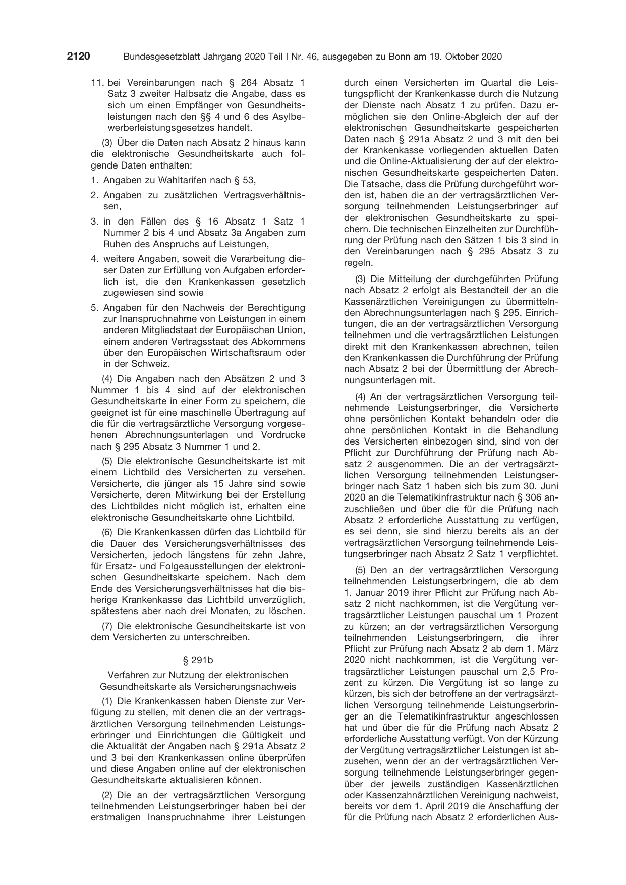 BGBl. 2020, Seite 2120 — Originalseite als Abbildung