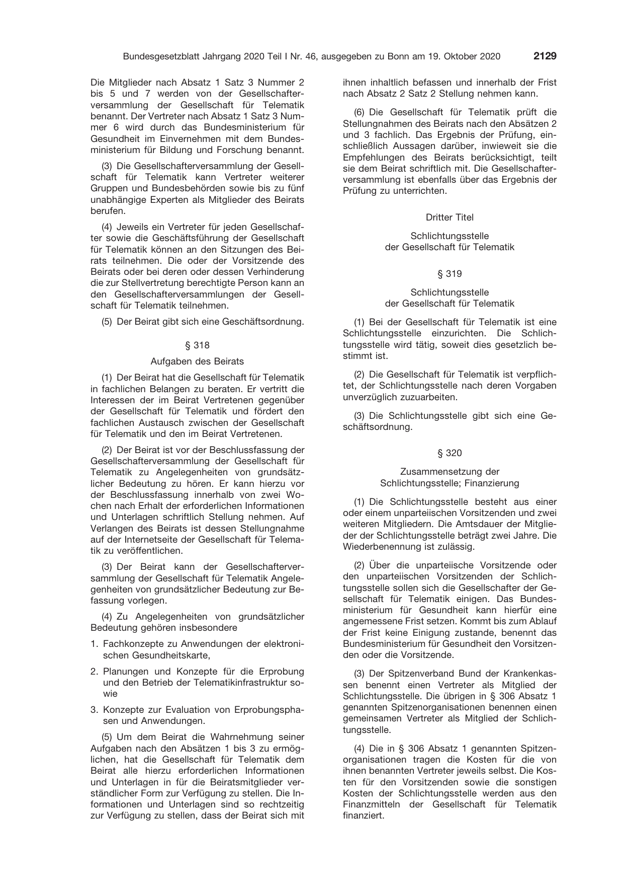 BGBl. 2020, Seite 2129 — Originalseite als Abbildung