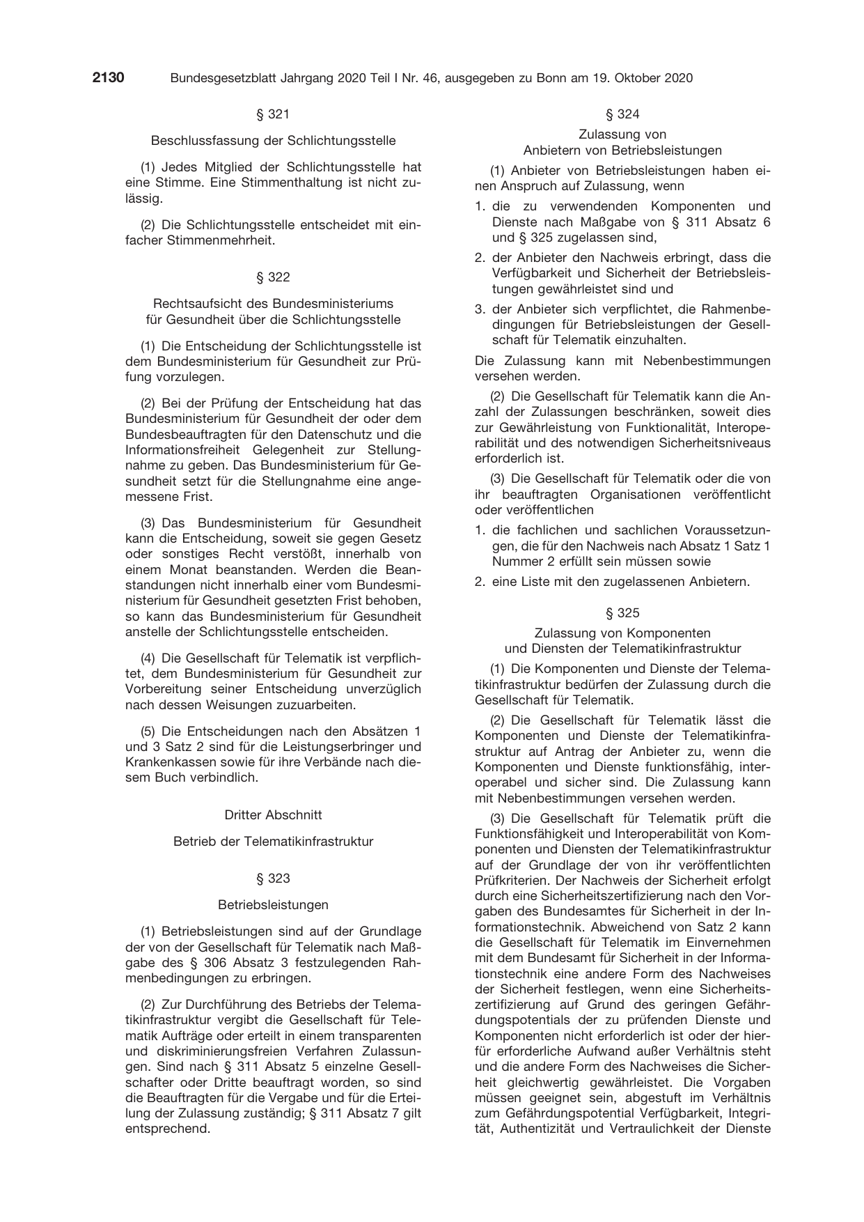 BGBl. 2020, Seite 2130 — Originalseite als Abbildung