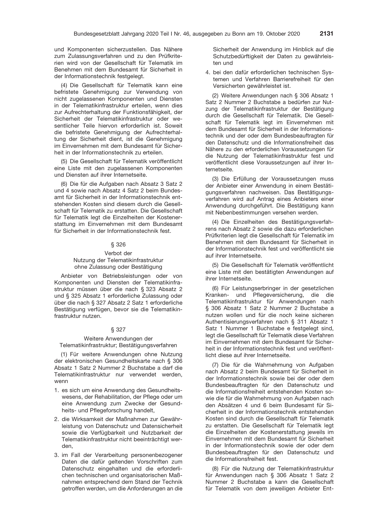 BGBl. 2020, Seite 2131 — Originalseite als Abbildung