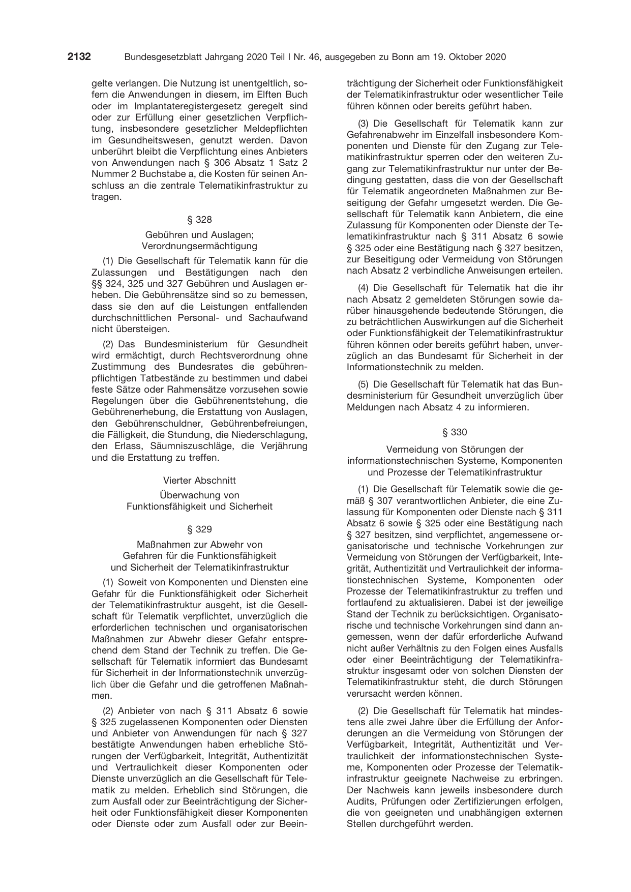 BGBl. 2020, Seite 2132 — Originalseite als Abbildung