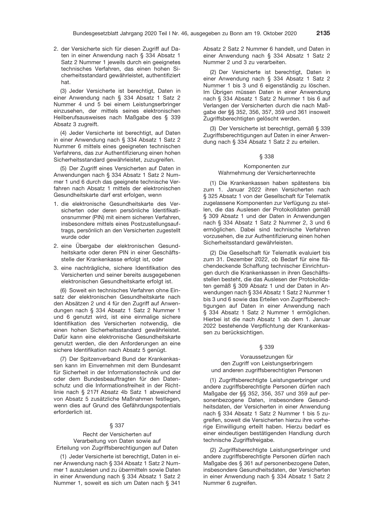 BGBl. 2020, Seite 2135 — Originalseite als Abbildung