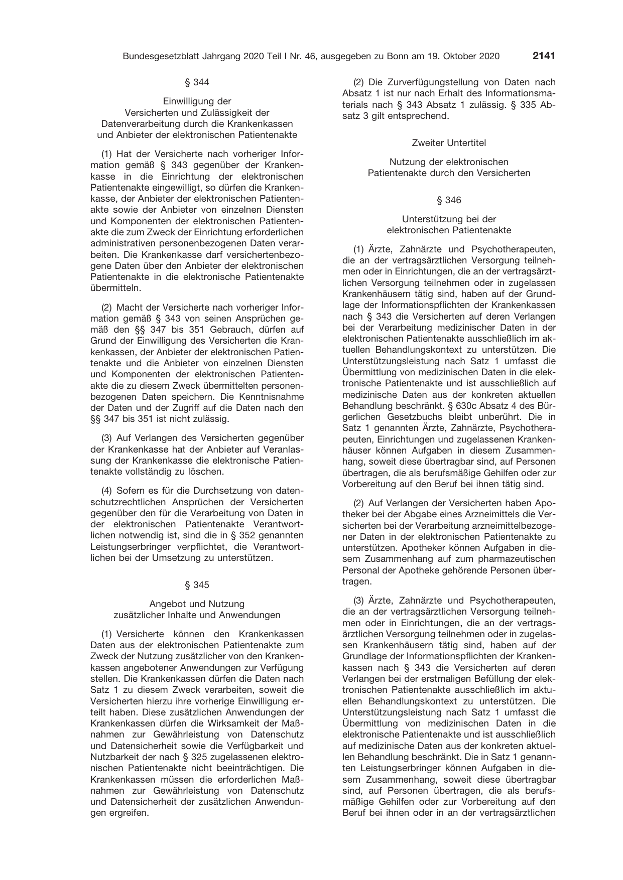 BGBl. 2020, Seite 2141 — Originalseite als Abbildung