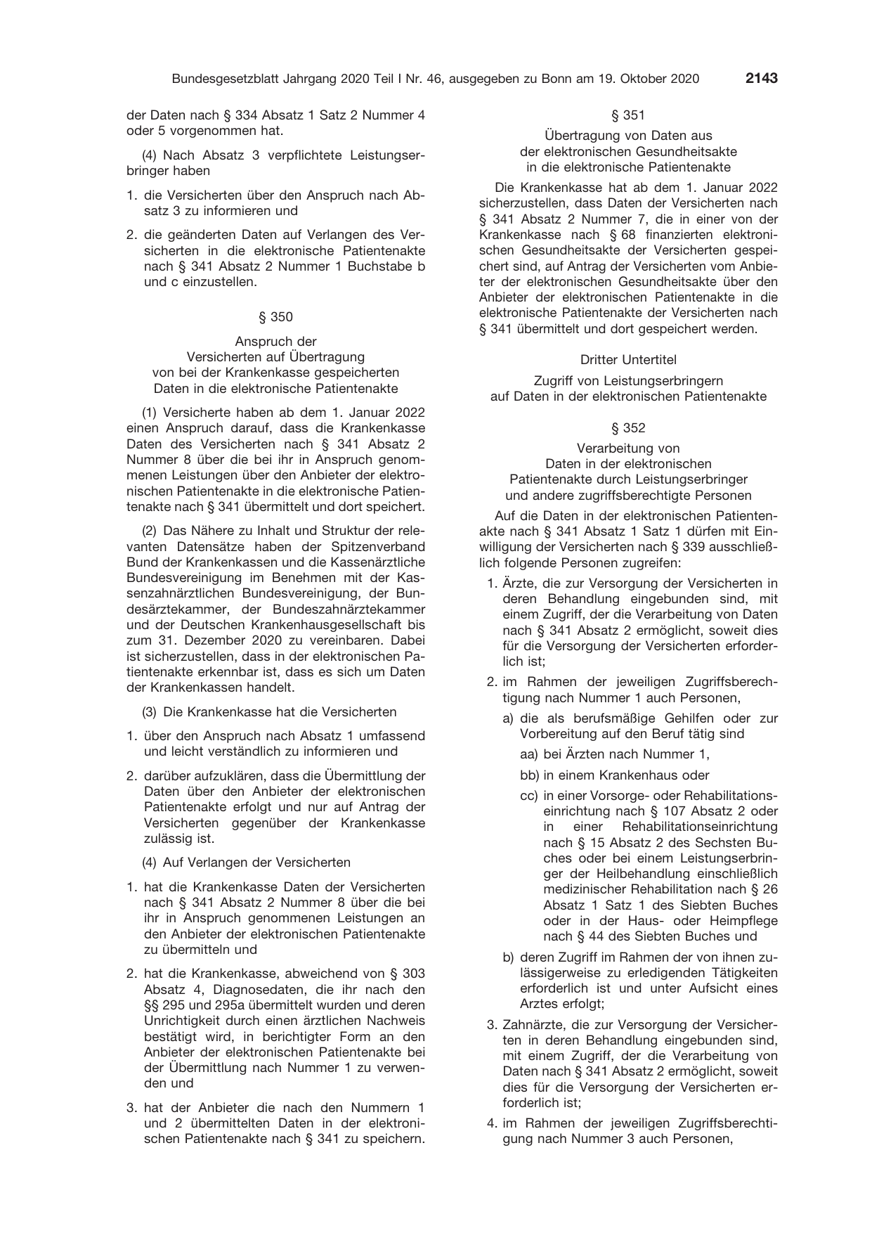 BGBl. 2020, Seite 2143 — Originalseite als Abbildung