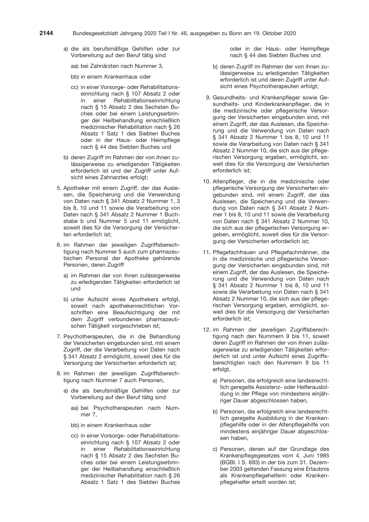 BGBl. 2020, Seite 2144 — Originalseite als Abbildung