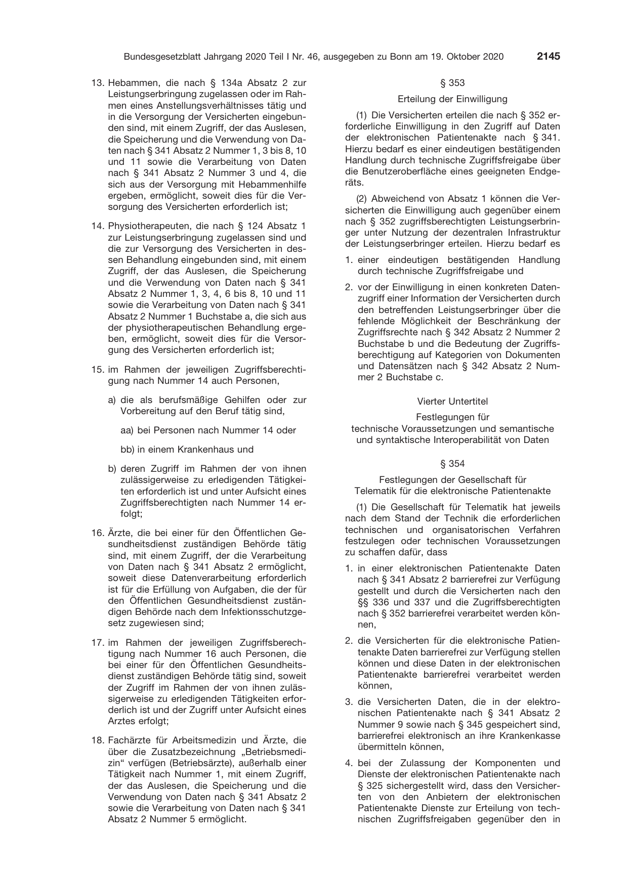 BGBl. 2020, Seite 2145 — Originalseite als Abbildung