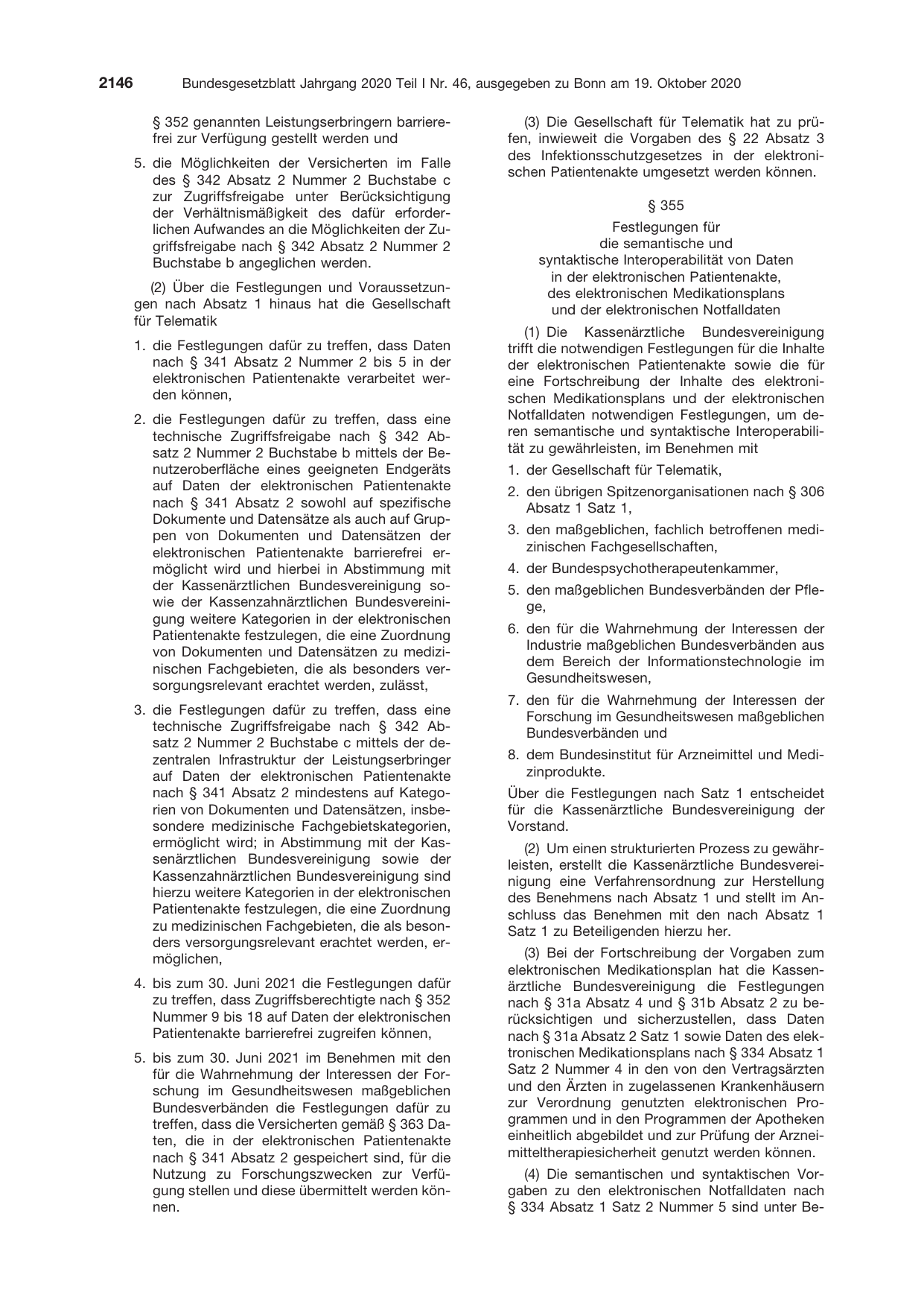 BGBl. 2020, Seite 2146 — Originalseite als Abbildung