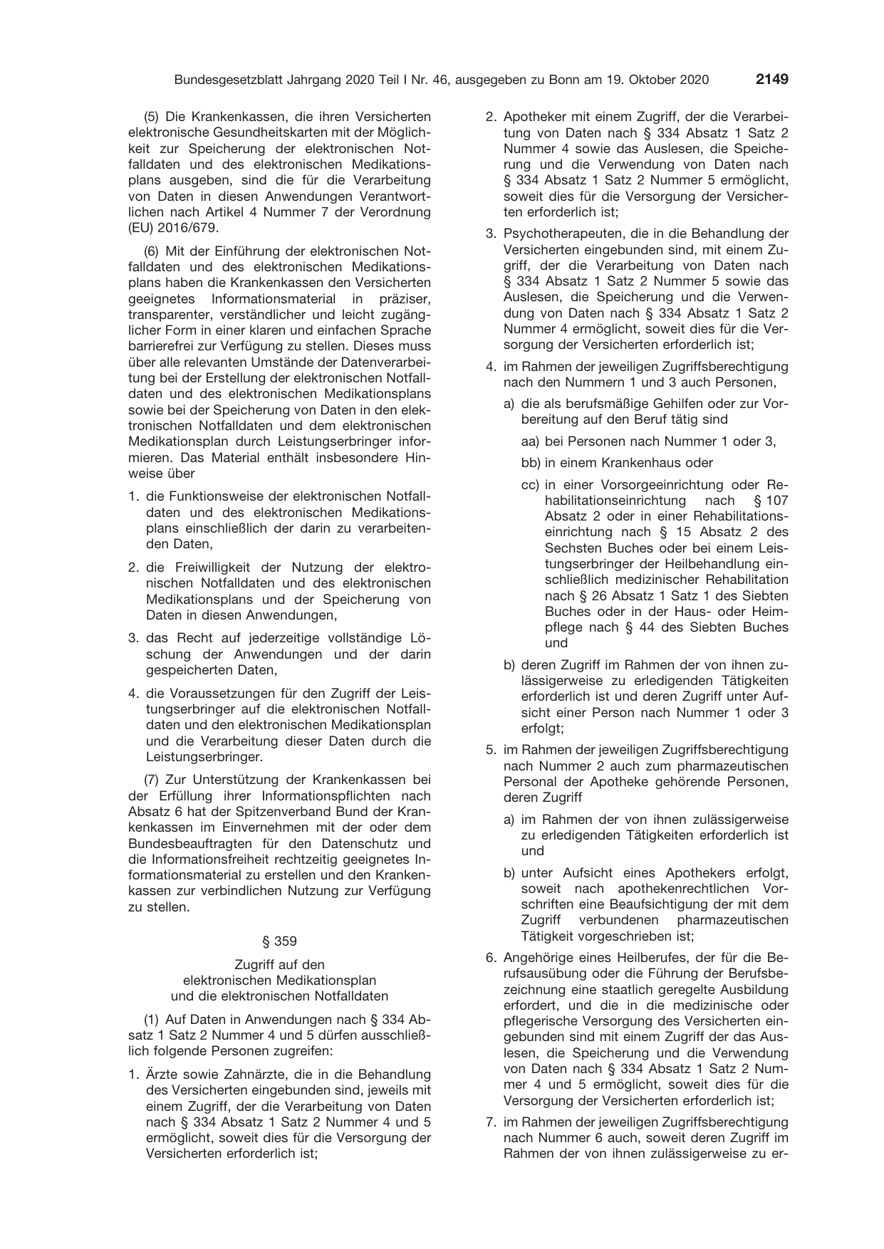 BGBl. 2020, Seite 2149 — Originalseite als Abbildung