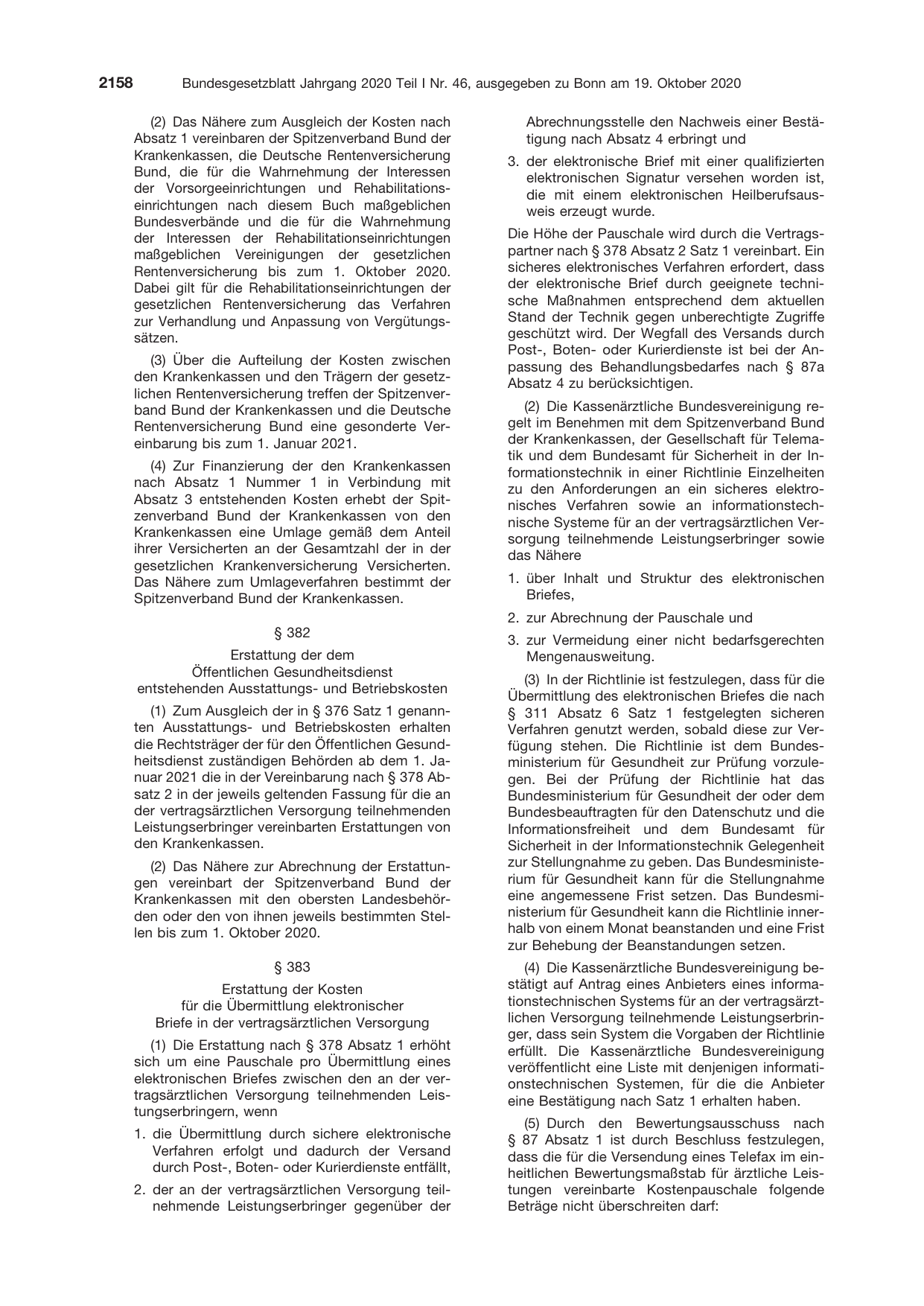 BGBl. 2020, Seite 2158 — Originalseite als Abbildung