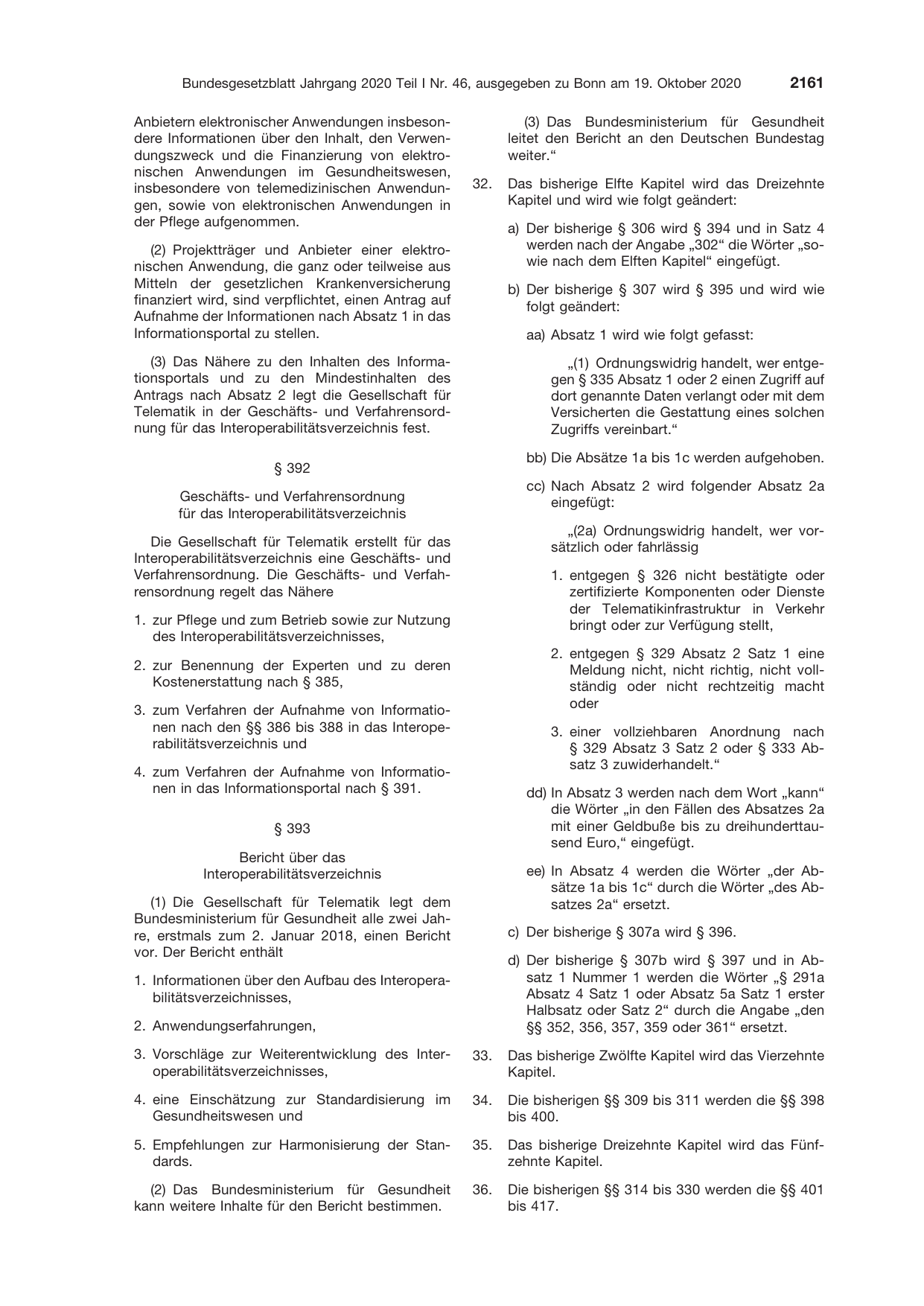 BGBl. 2020, Seite 2161 — Originalseite als Abbildung