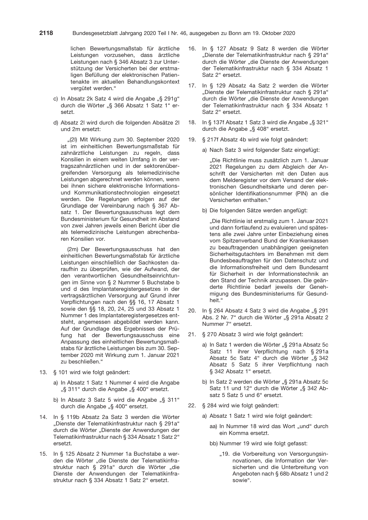 BGBl. 2020, Seite 2118 — Originalseite als Abbildung