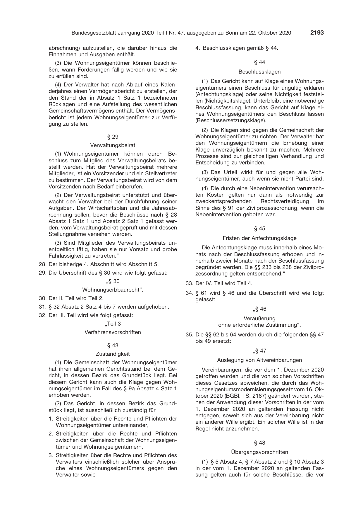 BGBl. 2020, Seite 2193 — Originalseite als Abbildung
