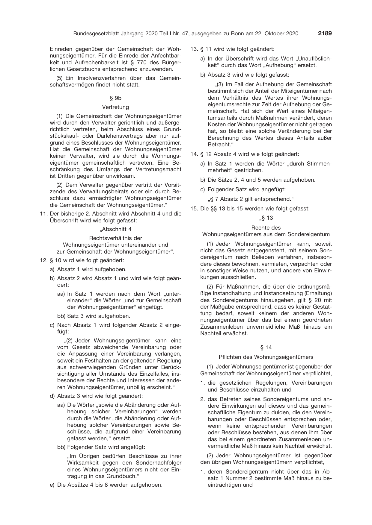 BGBl. 2020, Seite 2189 — Originalseite als Abbildung