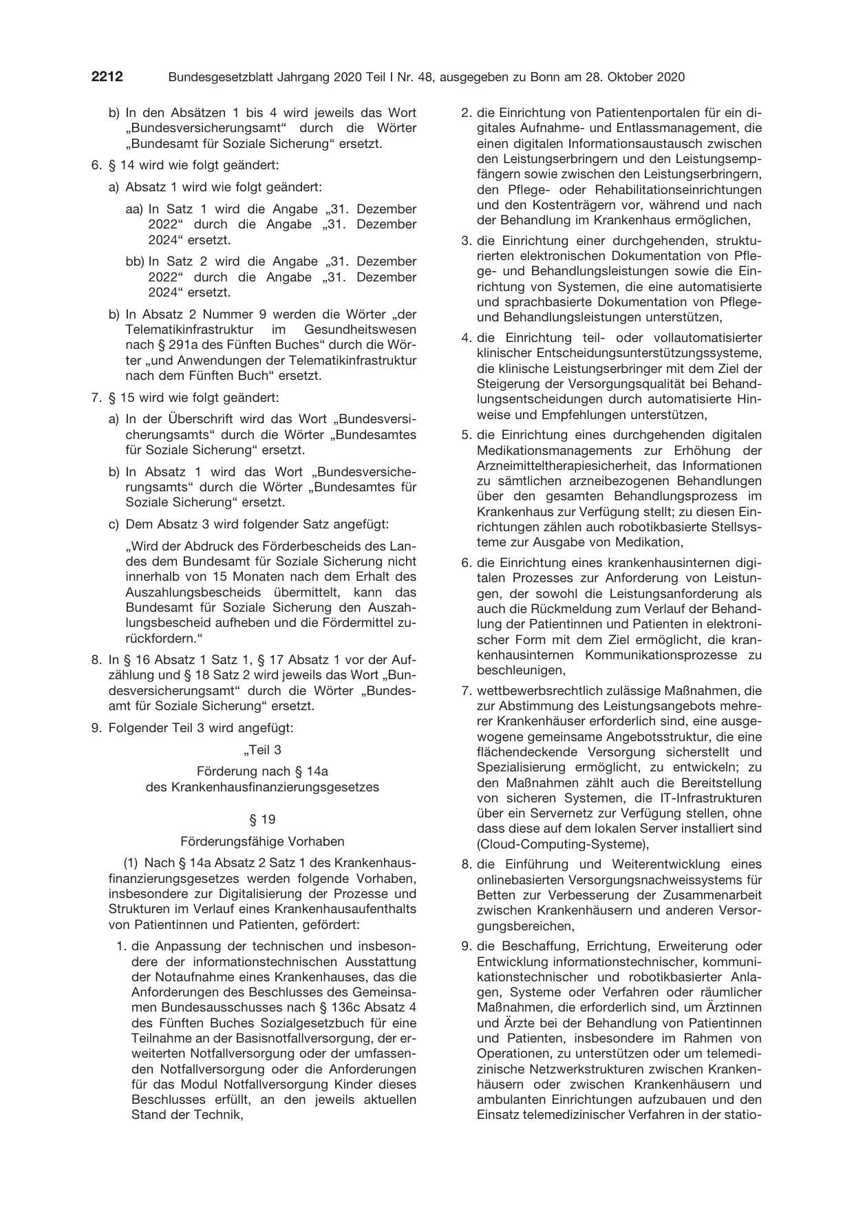 BGBl. 2020, Seite 2212 — Originalseite als Abbildung