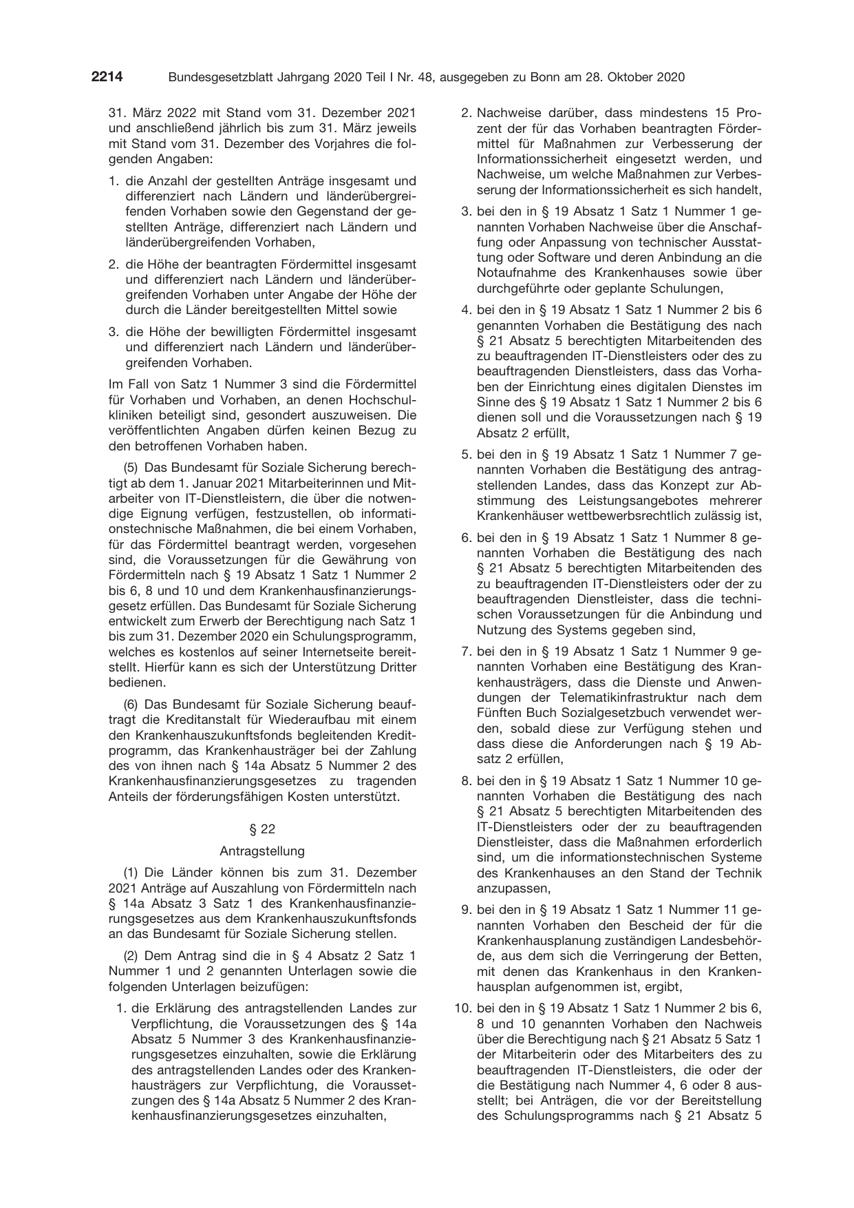 BGBl. 2020, Seite 2214 — Originalseite als Abbildung