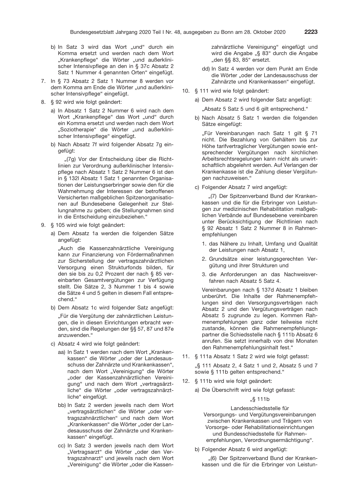 BGBl. 2020, Seite 2223 — Originalseite als Abbildung