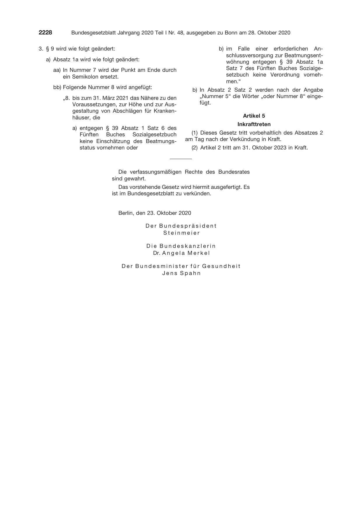 BGBl. 2020, Seite 2228 — Originalseite als Abbildung