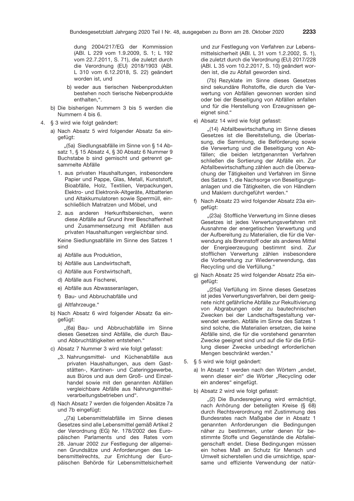 BGBl. 2020, Seite 2233 — Originalseite als Abbildung